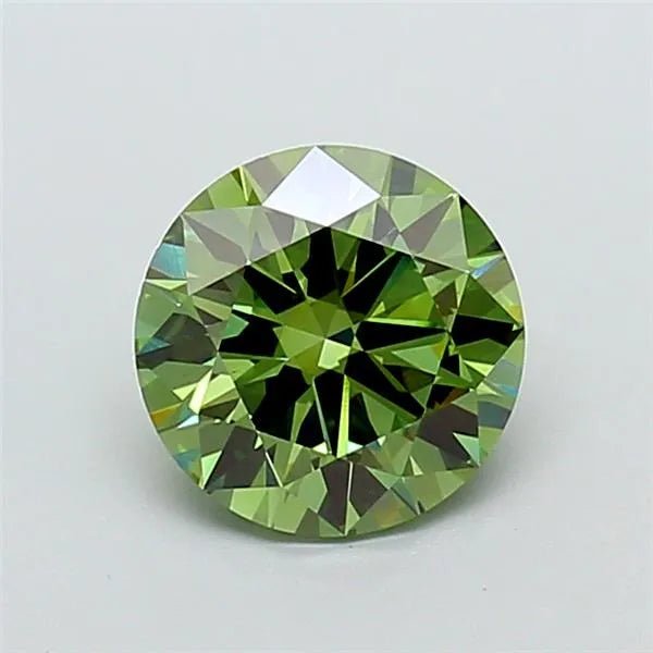 2.11ct Round Lab Grown Diamond (Colour Fancy Vivid Green, Clarity VS1, Cut ID, IGI Certified) - Jewelry by Cleo