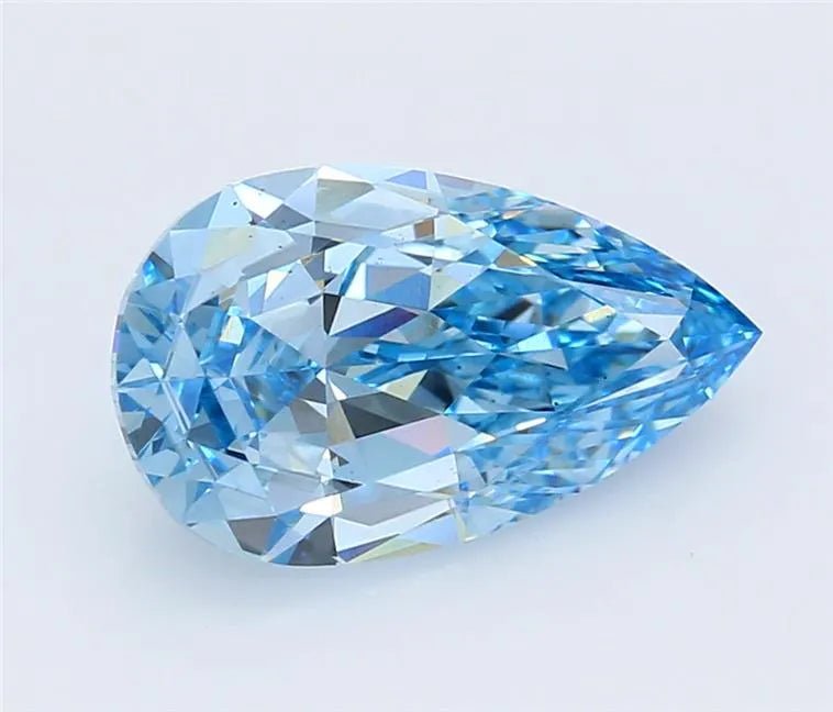 2.14ct Pear Lab Grown Diamond (Colour Fancy Vivid Blue, Clarity VS1, IGI Certified) - Jewelry by Cleo