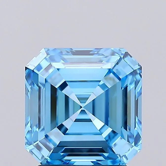 2.18ct Asscher Lab Grown Diamond (Colour Fancy Vivid Blue, Clarity VVS2, IGI Certified) - Jewelry by Cleo