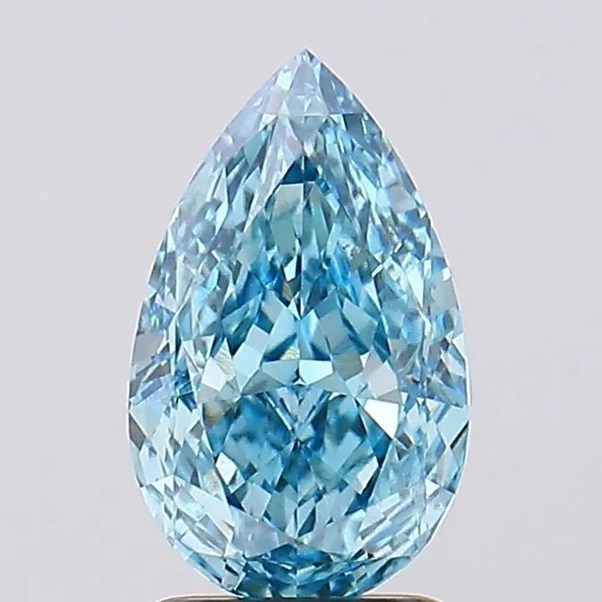 2.20ct Pear Lab Grown Diamond (Colour Fancy Vivid Blue, Clarity VS2, IGI Certified) - Jewelry by Cleo