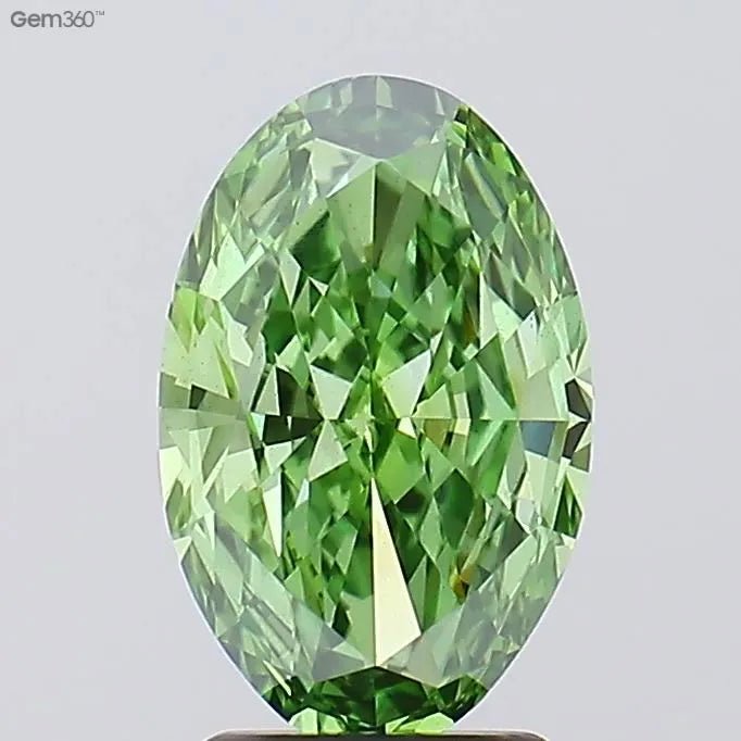 2.23ct Oval Lab Grown Diamond (Colour Fancy Vivid Green, Clarity VS1, IGI Certified) - Jewelry by Cleo