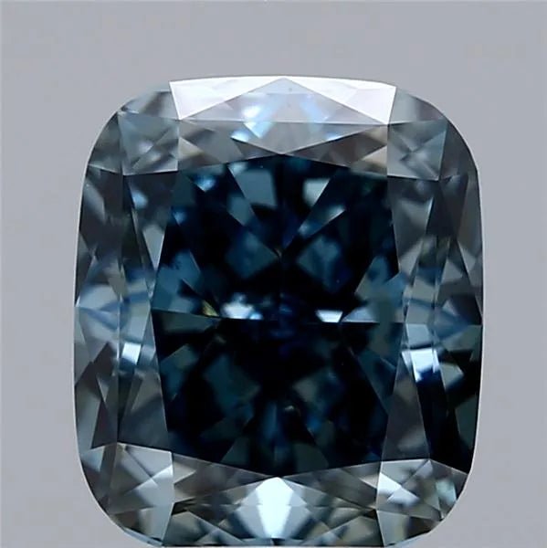 2.30ct Cushion modified Lab Grown Diamond (Colour Fancy Deep Greenish Blue, Clarity VS1, IGI Certified) - Jewelry by Cleo