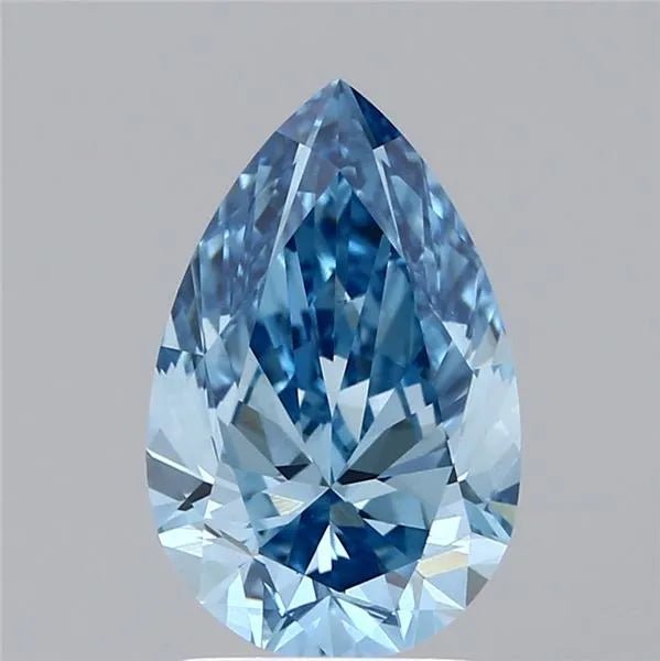 2.40ct Pear Lab Grown Diamond (Colour Fancy Vivid Blue, Clarity VS1, Cut GD, IGI Certified) - Jewelry by Cleo
