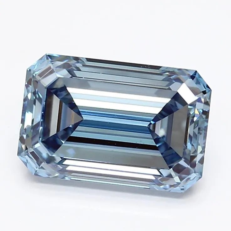2.45ct Emerald Lab Grown Diamond (Colour Fancy Intense Blue, Clarity VS1, IGI Certified) - Jewelry by Cleo