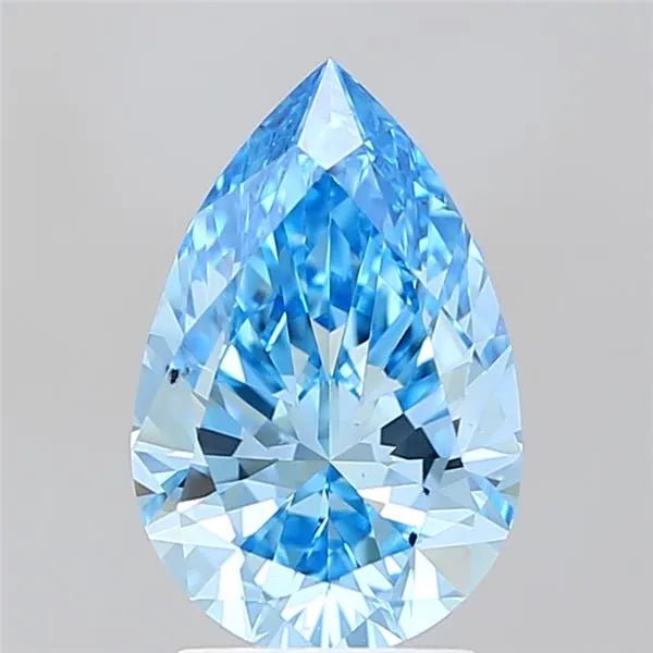 2.48ct Pear Lab Grown Diamond (Colour Fancy Vivid Blue, Clarity VS2, IGI Certified) - Jewelry by Cleo