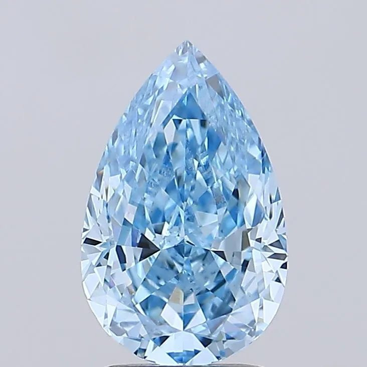 2.49ct Pear Lab Grown Diamond (Colour Fancy Vivid Blue, Clarity VVS2, IGI Certified) - Jewelry by Cleo