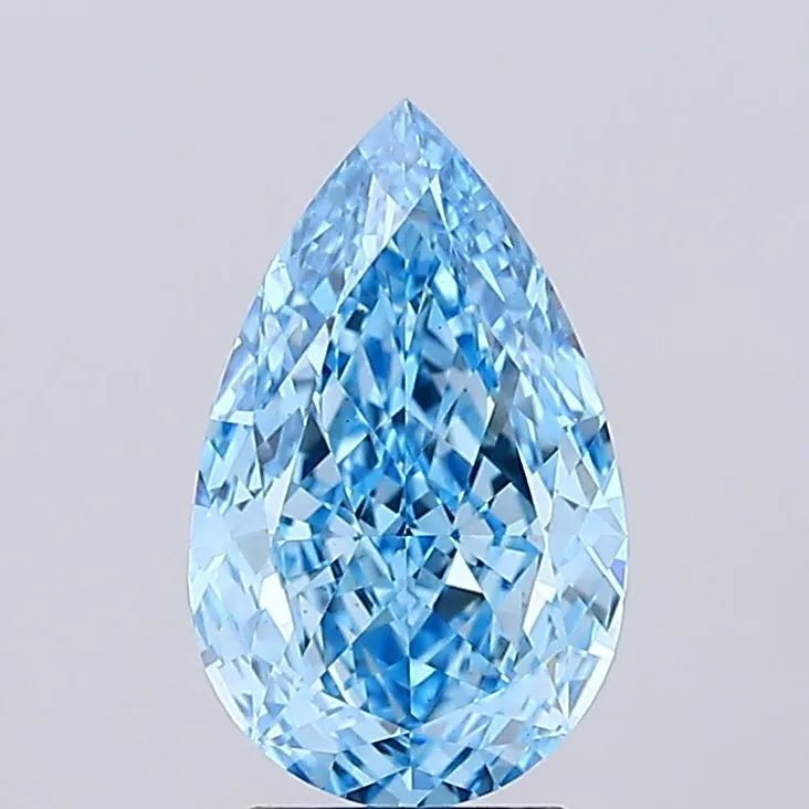 2.52ct Pear Lab Grown Diamond (Colour Fancy Vivid Blue, Clarity VS1, IGI Certified) - Jewelry by Cleo