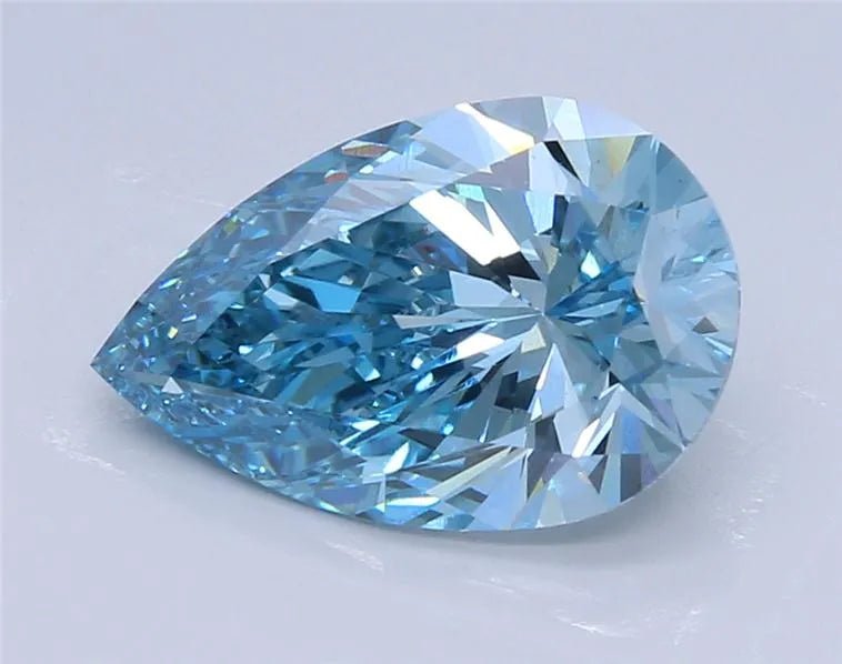2.53ct Pear Lab Grown Diamond (Colour Fancy Intense Greenish Blue, Clarity VVS2, IGI Certified) - Jewelry by Cleo