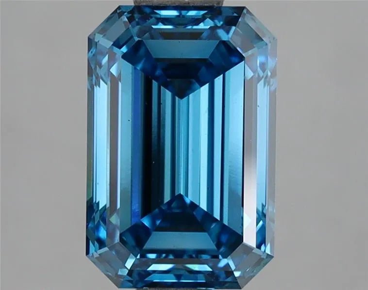 2.55ct Emerald Lab Grown Diamond (Colour Fancy Vivid Blue, Clarity VS2, IGI Certified) - Jewelry by Cleo