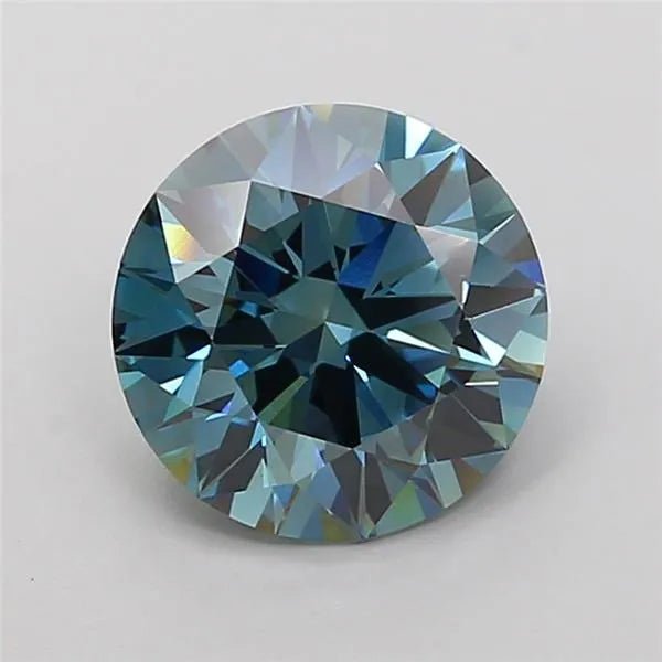 2.58ct Round Lab Grown Diamond (Colour Fancy Vivid Blue, Clarity VS1, Cut ID, IGI Certified) - Jewelry by Cleo