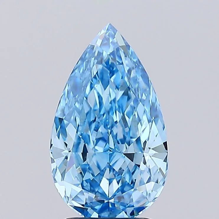 2.62ct Pear Lab Grown Diamond (Colour Fancy Vivid Blue, Clarity VS1, IGI Certified) - Jewelry by Cleo