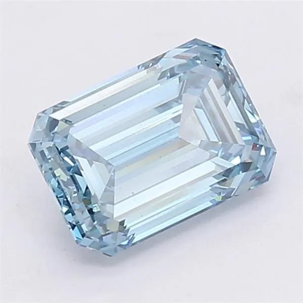 2.68ct Emerald Lab Grown Diamond (Colour Fancy Vivid Blue, Clarity VS1, IGI Certified) - Jewelry by Cleo