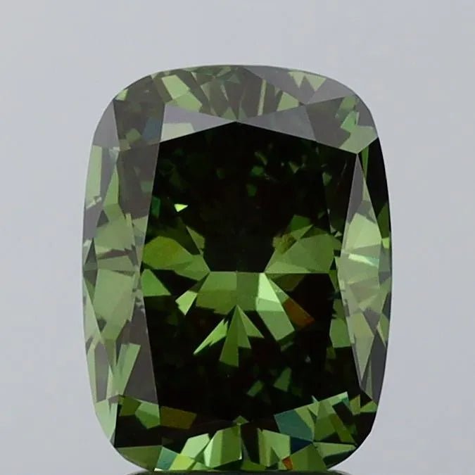 2.83ct Cushion brilliant Lab Grown Diamond (Colour Fancy Deep Green, Clarity VS1, IGI Certified) - Jewelry by Cleo