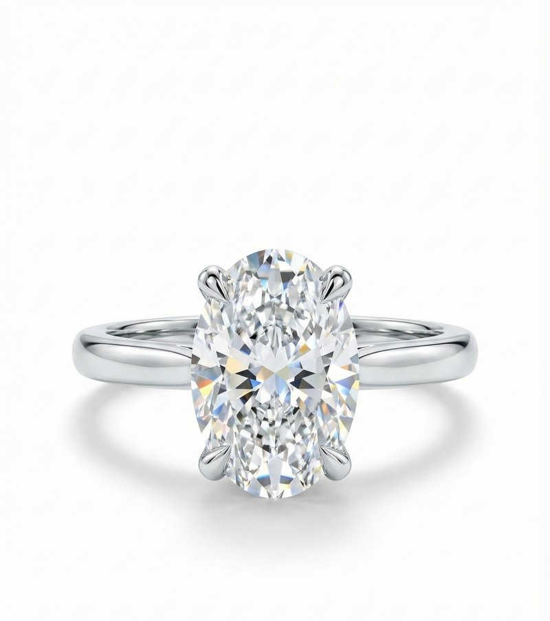 2 carat oval diamond in 18k white gold
