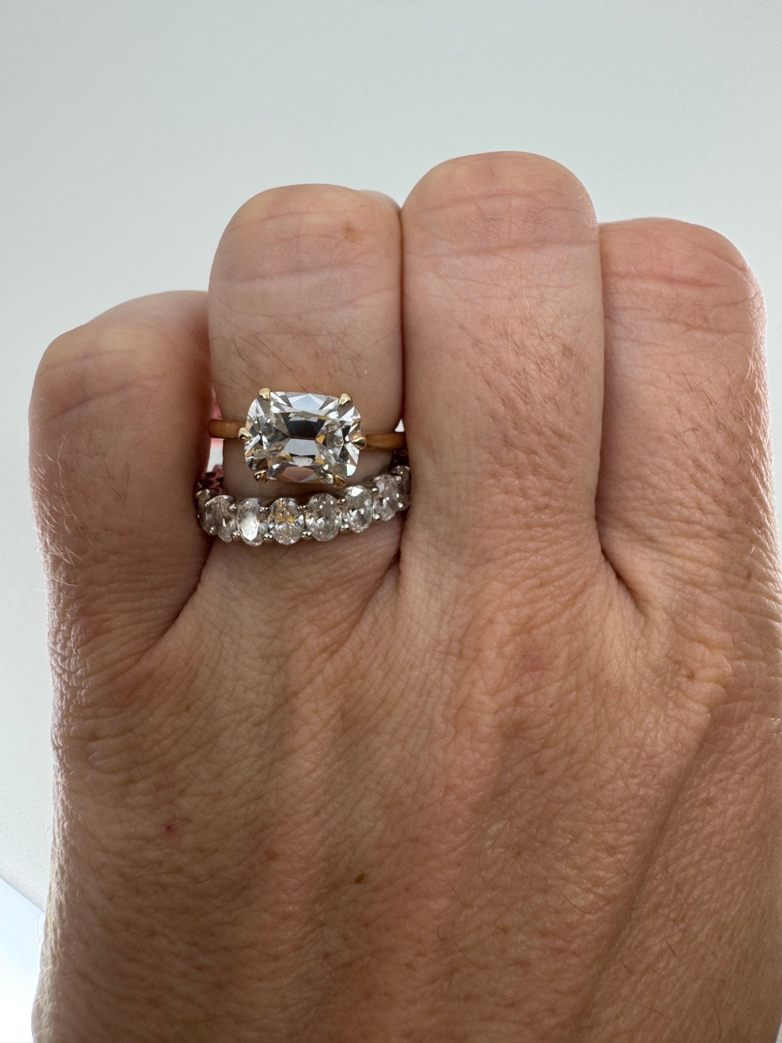 3 carat OMC set east - west in 14k yellow gold - Jewelry by Cleo