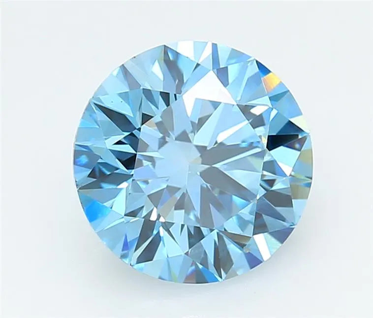 3.00ct Round Lab Grown Diamond (Colour Fancy Vivid Blue, Clarity VS1, Cut ID, IGI Certified)