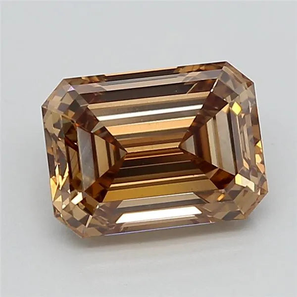 3.05ct Emerald Lab Grown Diamond (Colour Fancy Light Brown, Clarity VVS2, IGI Certified)