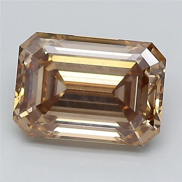 3.08ct Emerald Lab Grown Diamond (Colour Fancy Light Brown, Clarity VS2, IGI Certified)