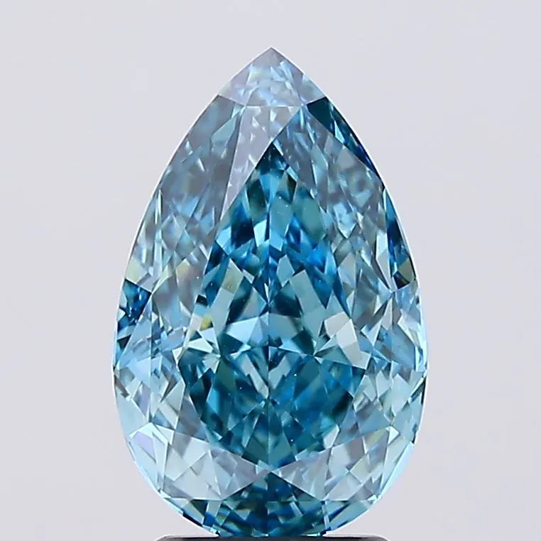 3.08ct Pear Lab Grown Diamond (Colour Fancy Vivid Blue, Clarity VS1, IGI Certified)