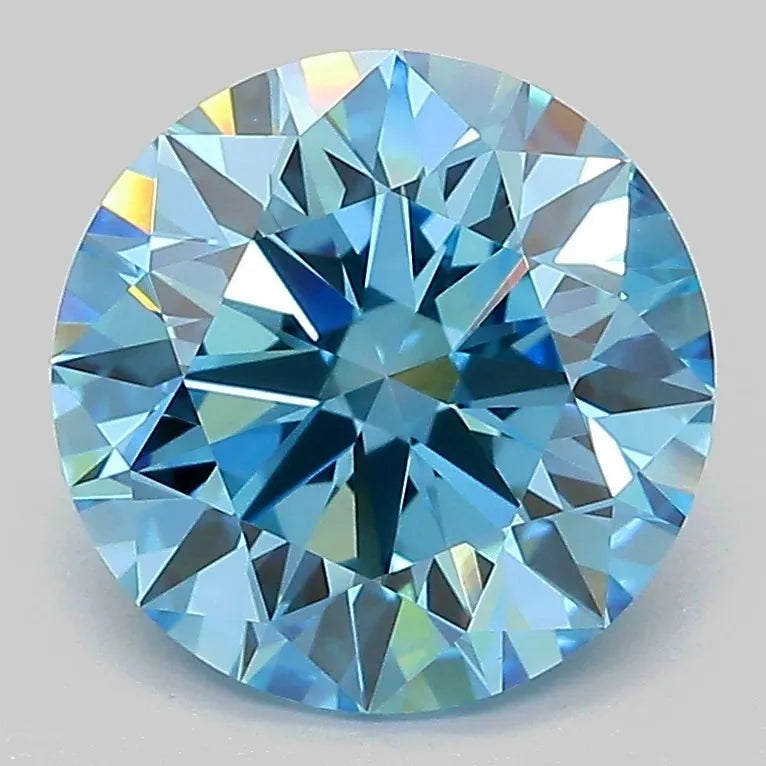 3.09ct Round Lab Grown Diamond (Colour Fancy Vivid Blue, Clarity VVS2, Cut ID, IGI Certified)