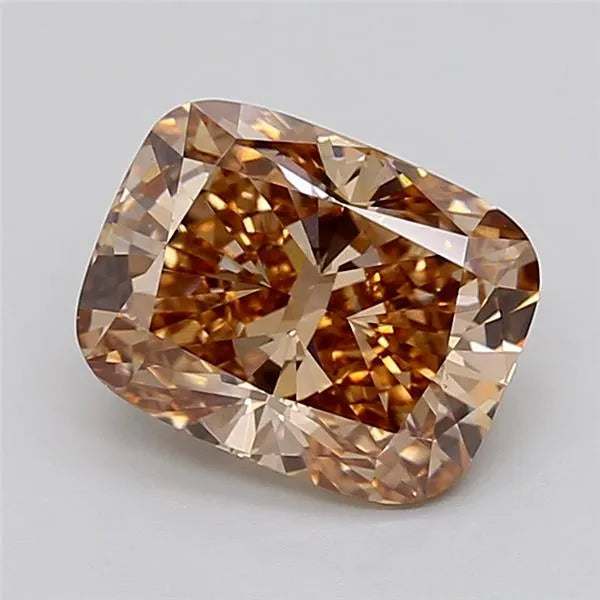 3.10ct Cushion modified Lab Grown Diamond (Colour Fancy Light Brown, Clarity VVS2, IGI Certified)