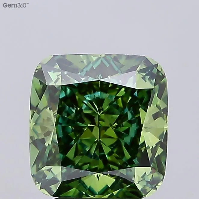 3.10ct Cushion modified Lab Grown Diamond (Colour Fancy Vivid Green, Clarity VS1, IGI Certified)