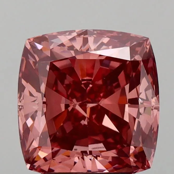 3.12ct Cushion modified Lab Grown Diamond (Colour Fancy Vivid Brownish Pink, Clarity VS1, IGI Certified)