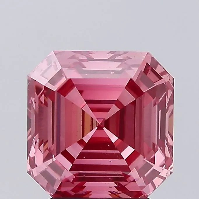 3.00ct Asscher Lab Grown Diamond (Colour Fancy Vivid Purple Pink, Clarity VS2, IGI Certified) - Jewelry by Cleo