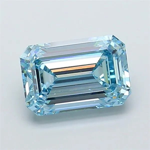 3.00ct Emerald Lab Grown Diamond (Colour Fancy Vivid Blue, Clarity VS1, IGI Certified) - Jewelry by Cleo