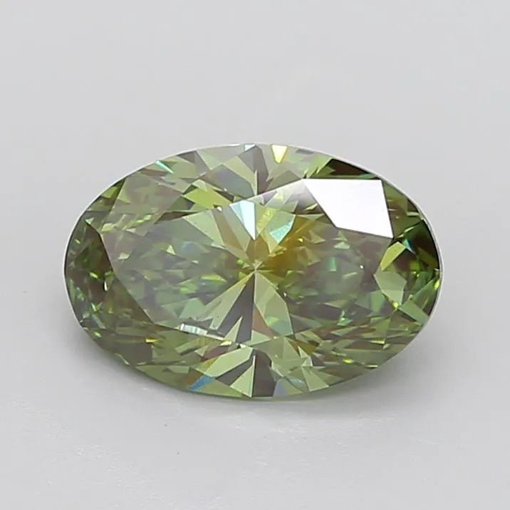 3.00ct Oval Lab Grown Diamond (Colour Fancy Vivid Green, Clarity VS2, IGI Certified) - Jewelry by Cleo
