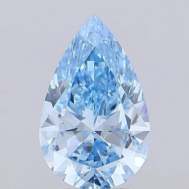 3.00ct Pear Lab Grown Diamond (Colour Fancy Vivid Blue, Clarity VS1, IGI Certified) - Jewelry by Cleo