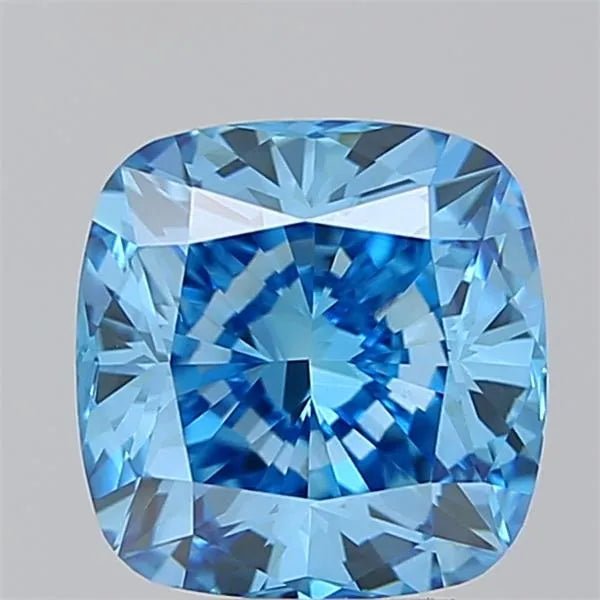 3.01ct Cushion brilliant Lab Grown Diamond (Colour Fancy Vivid Blue, Clarity VS1, IGI Certified) - Jewelry by Cleo