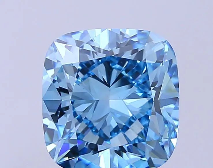 3.01ct Cushion modified Lab Grown Diamond (Colour Fancy Vivid Blue, Clarity VS1, IGI Certified) - Jewelry by Cleo