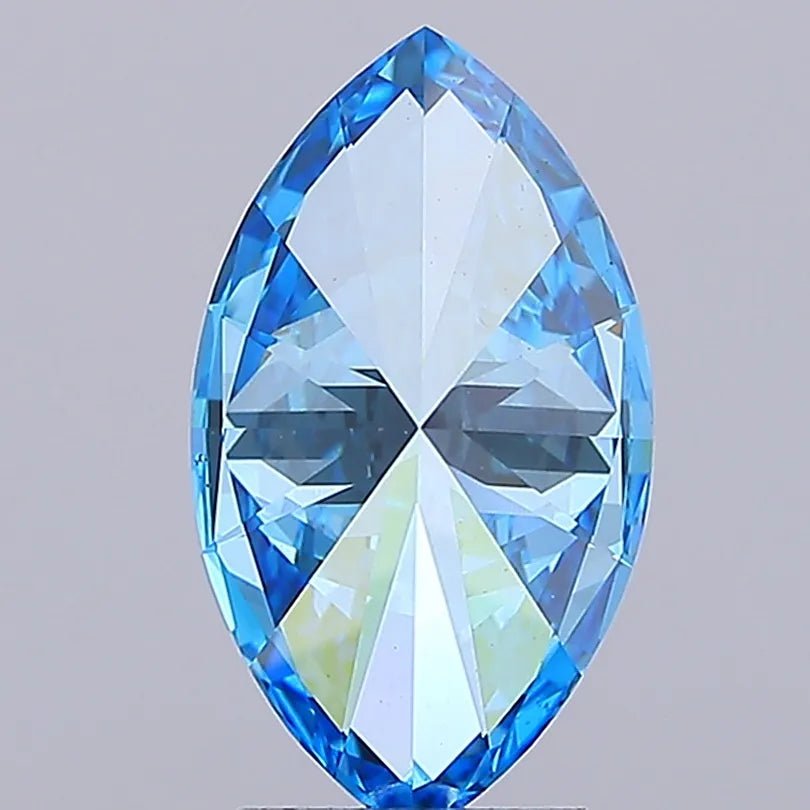 3.01ct Marquise Lab Grown Diamond (Colour Fancy Vivid Blue, Clarity VS1, IGI Certified) - Jewelry by Cleo