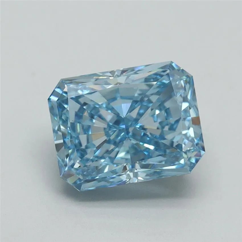 3.01ct Radiant Lab Grown Diamond (Colour Fancy Intense Blue, Clarity VS1, IGI Certified) - Jewelry by Cleo