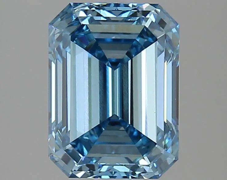3.02ct Emerald Lab Grown Diamond (Colour Fancy Vivid Blue, Clarity SI1, IGI Certified) - Jewelry by Cleo