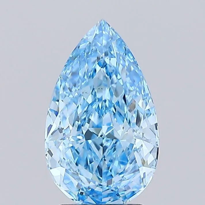 3.02ct Pear Lab Grown Diamond (Colour Fancy Vivid Blue, Clarity VS1, IGI Certified) - Jewelry by Cleo
