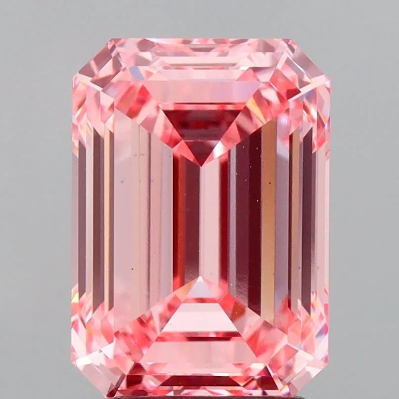 3.03ct Emerald Lab Grown Diamond (Colour Fancy Vivid Pink, Clarity VS1, IGI Certified) - Jewelry by Cleo