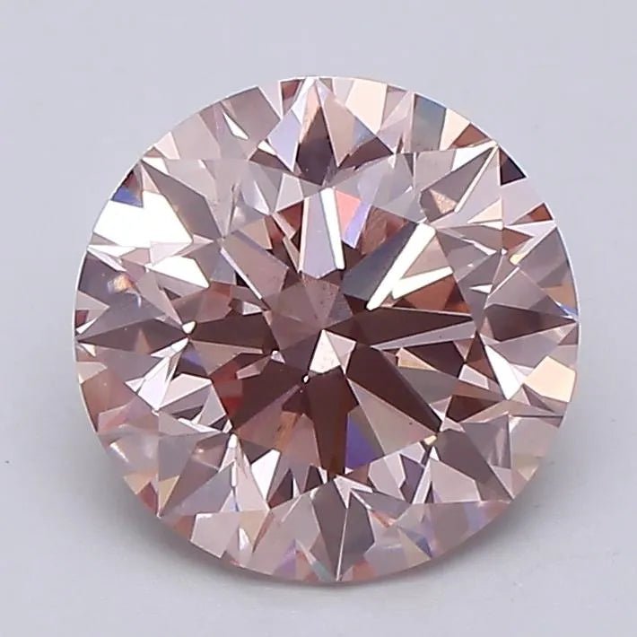 3.06ct Round Lab Grown Diamond (Colour Fancy Pink, Clarity VS2, Cut ID, IGI Certified) - Jewelry by Cleo