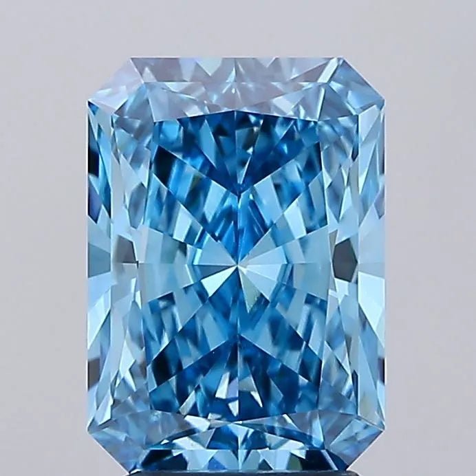 3.07ct Radiant Lab Grown Diamond (Colour Fancy Vivid Blue, Clarity VS1, IGI Certified) - Jewelry by Cleo