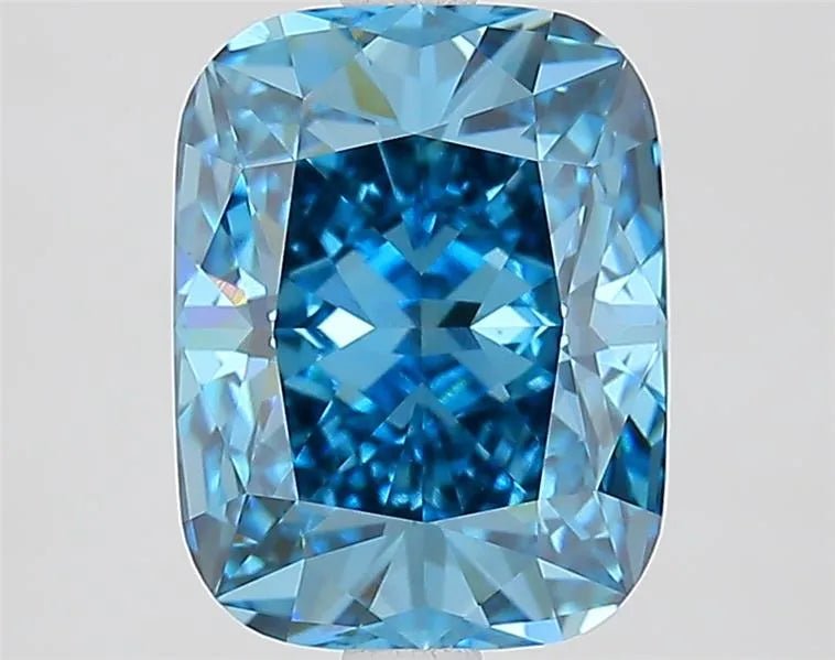 3.08ct Cushion modified Lab Grown Diamond (Colour Fancy Vivid Blue, Clarity VVS2, IGI Certified) - Jewelry by Cleo