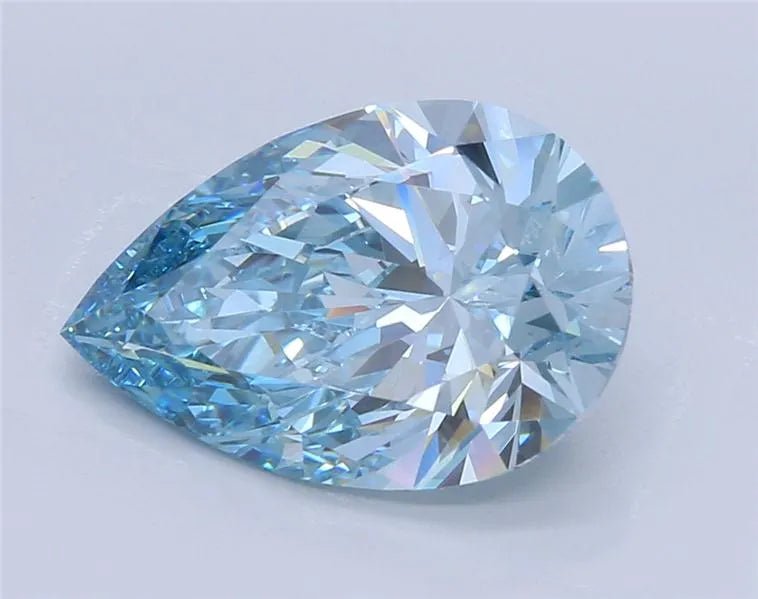 3.11ct Pear Lab Grown Diamond (Colour Fancy Blue, Clarity VS1, IGI Certified) - Jewelry by Cleo