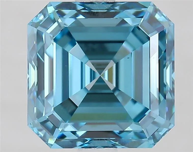 3.13ct Square emerald Lab Grown Diamond (Colour Fancy Vivid Blue, Clarity VS1, IGI Certified) - Jewelry by Cleo