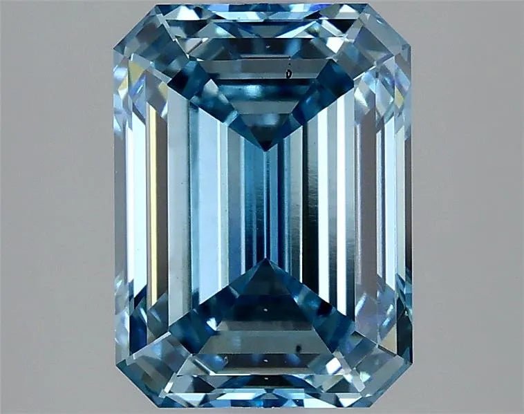 3.15ct Emerald Lab Grown Diamond (Colour Fancy Vivid Blue, Clarity VS2, IGI Certified) - Jewelry by Cleo