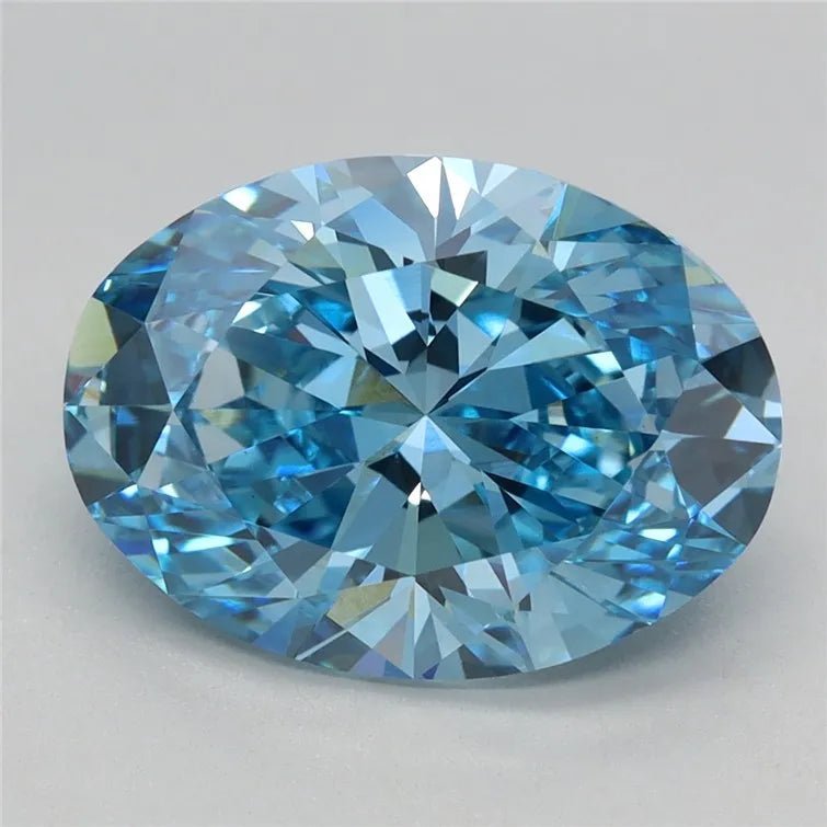3.16ct Oval Lab Grown Diamond (Colour Fancy Vivid Blue, Clarity VVS2, IGI Certified) - Jewelry by Cleo