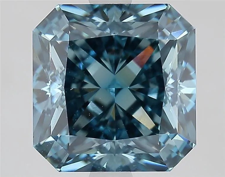 3.27ct Square radiant Lab Grown Diamond (Colour Fancy Vivid Blue, Clarity VS1, IGI Certified) - Jewelry by Cleo
