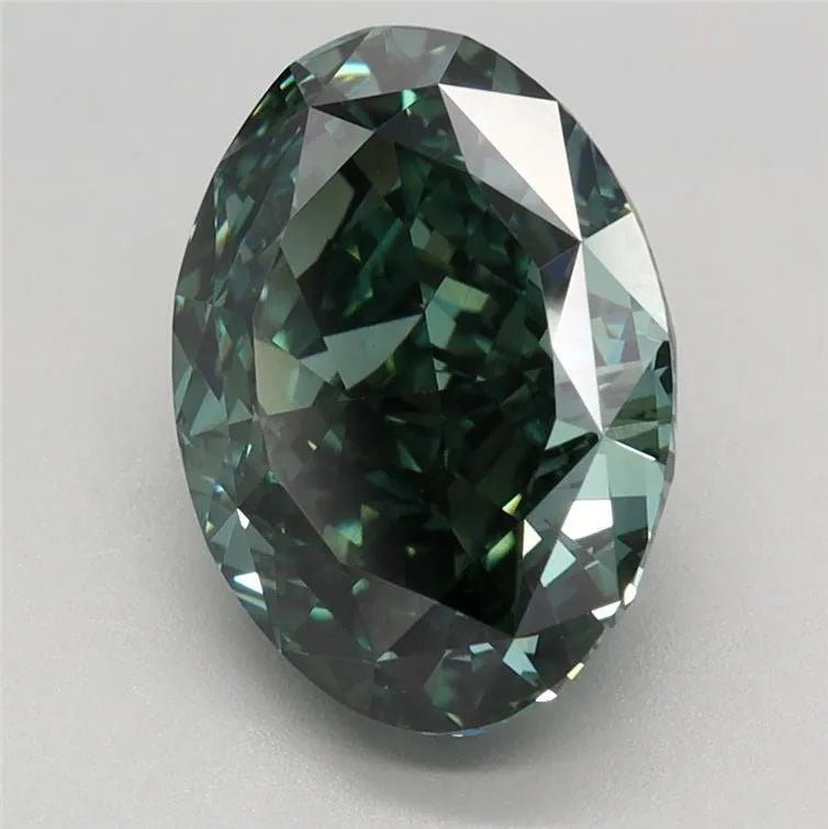 3.30ct Oval Lab Grown Diamond (Colour Fancy Intense Green, Clarity VS1, IGI Certified) - Jewelry by Cleo