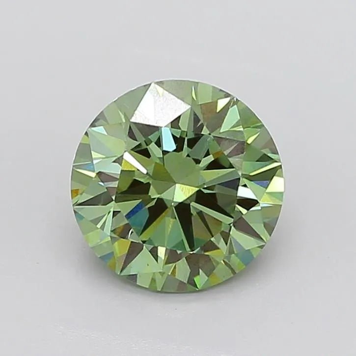 3.34ct Round Lab Grown Diamond (Colour Fancy Vivid Green, Clarity VS1, Cut ID, IGI Certified) - Jewelry by Cleo
