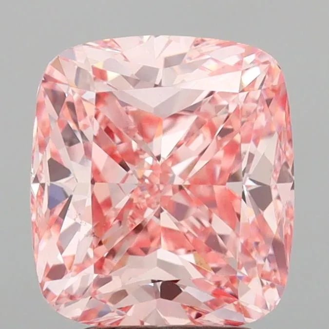 3.50ct Cushion modified Lab Grown Diamond (Colour Fancy Vivid Pink, Clarity VS1, IGI Certified) - Jewelry by Cleo