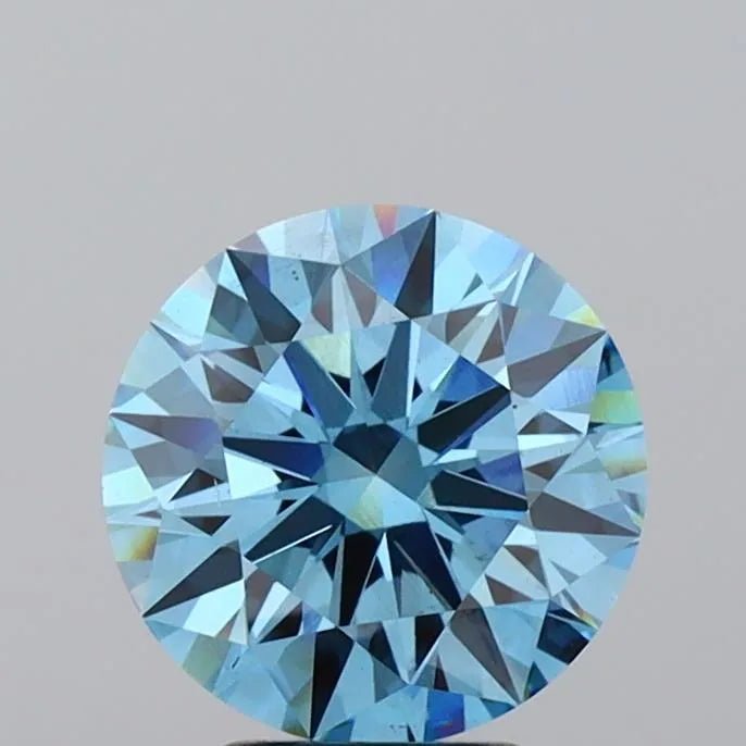 3.50ct Round Lab Grown Diamond (Colour Fancy Vivid Blue, Clarity VS2, Cut ID, IGI Certified) - Jewelry by Cleo
